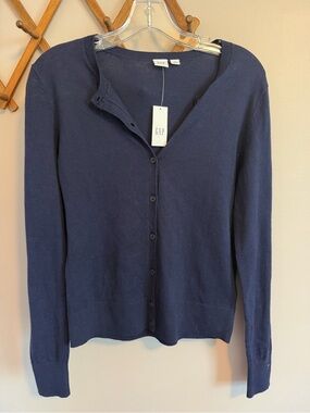 Gap Navy Blue Cotton Button Front Cardigan Sweater NWT S